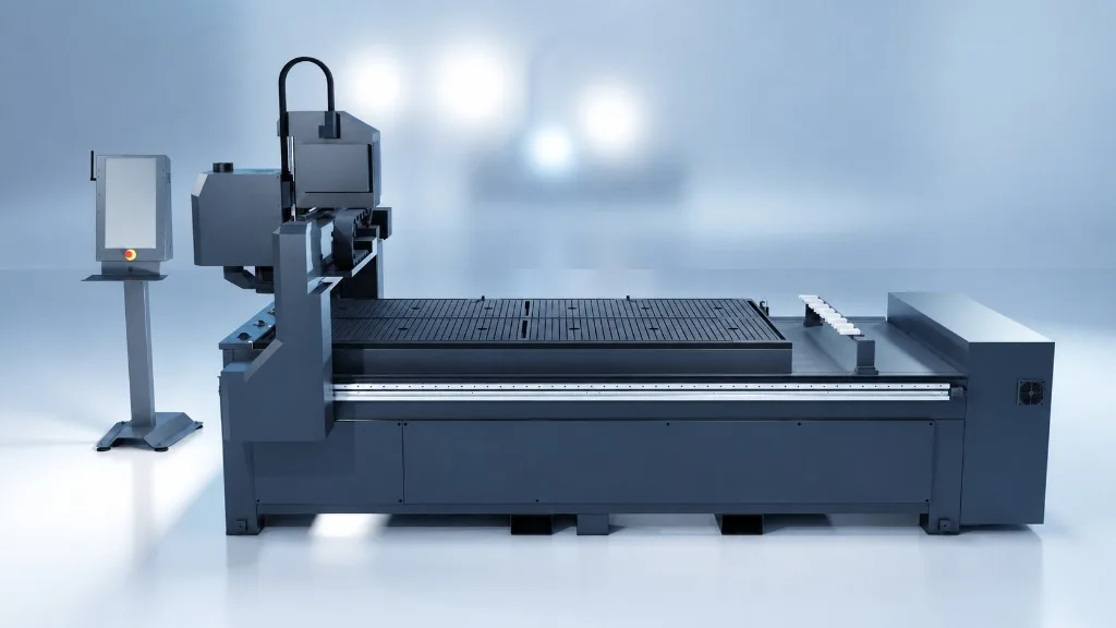 Vector VR2 industrial CNC router in a studio view, with operator station and table